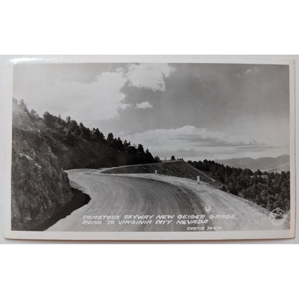 Comstock Skyway New Geiger Grade Reno to Virginia City Nevada RPPC Postcard D6
